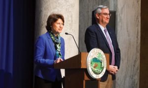 Elaine Bedel and Gov. Holcomb