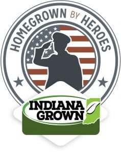 Farmers participating in the Homegrown by Heroes marketing initiative are entitled to affix this logo to their products and signage. (Image courtesy of Indiana Grown)