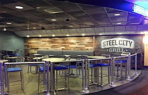 BEST COMMERCIAL INTERIOR DESIGN COMPANY HDW Interiors Inc., Merrillville and South Bend. Pictured here is the Steel City Grill, located in the Majestic Casino.