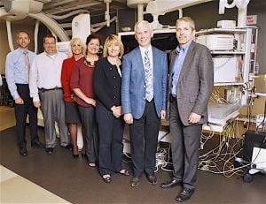 CONTINUOUS IMPROVEMENT IU Health La Porte Hospital launched a program to improve processes, increase value and contribute to a better work environment. Pictured are Dan Todd, Craig Felty, Dieone Ott, Carrie Loeffler, Heather Manley, Brian Moore, MD, and G. Thor Thordarson.