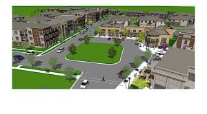 TOWN CENTER CONCEPT GrandView Flats and Townhomes in Granger brings urban amenities and conveniences to a suburban setting.